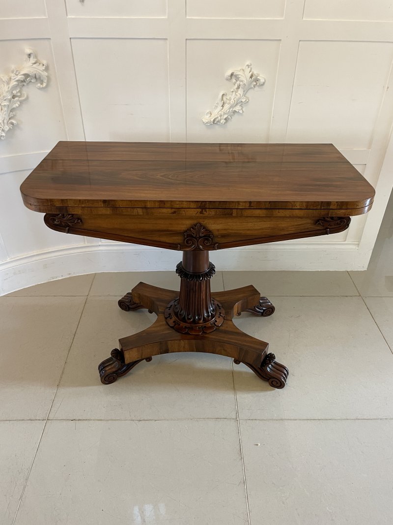 Antique Victorian Quality Carved Rosewood Card/Console Table